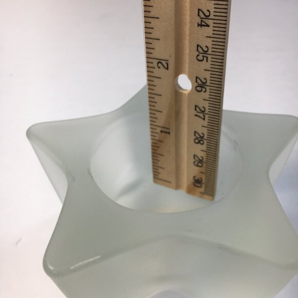Ikea 2 Star Shaped Frosted Glass Candle Tea Light Holders 1.5" High 3" Diameter - Picture 6 of 7